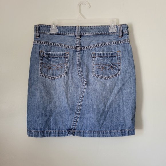Route 66 Denim Skirt Knee Length Women's 11/12 A-Line w/ Pockets Button Closure - Picture 3 of 4